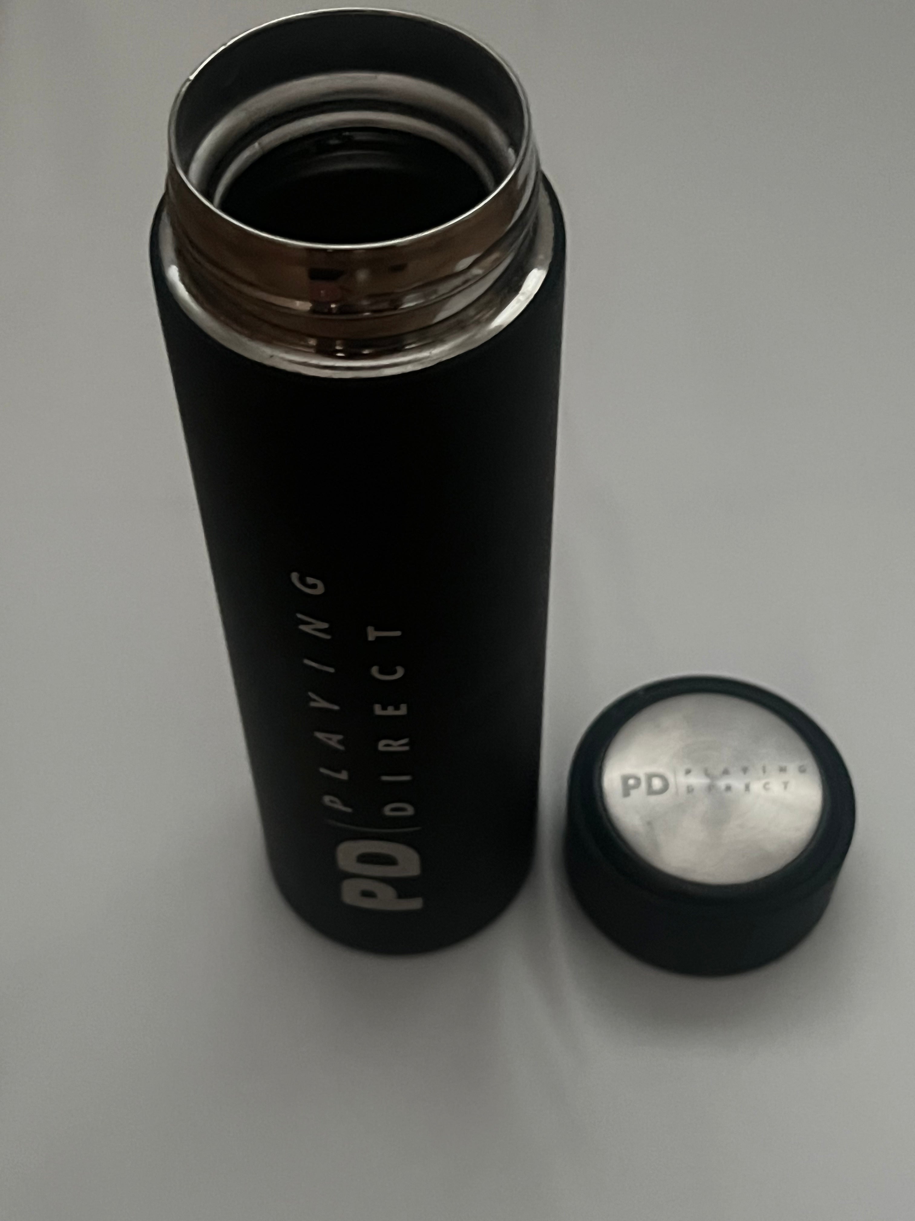 Playing Direct Stainless Steel Water Bottle with Black Rubber Coating