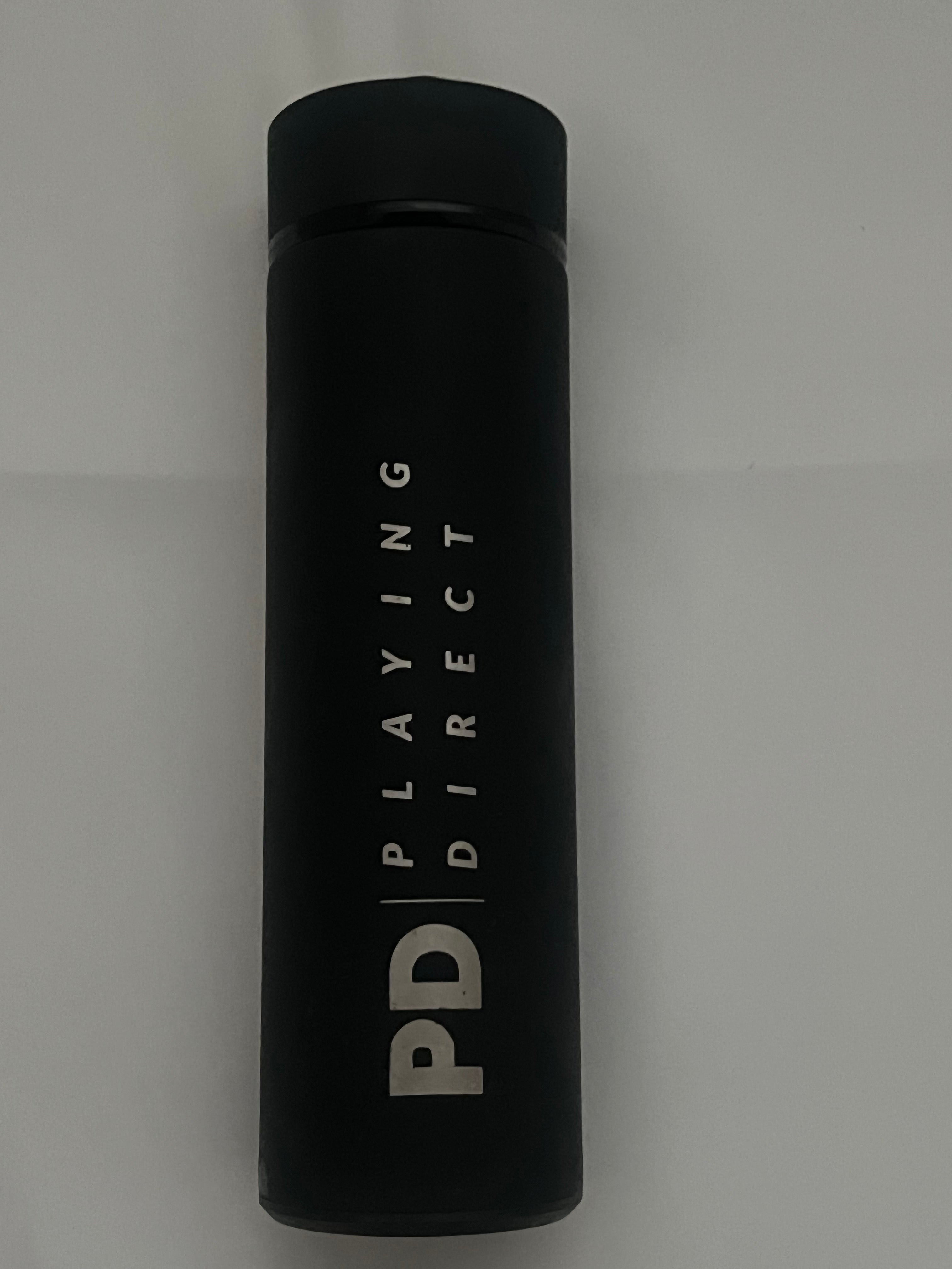 Playing Direct Stainless Steel Water Bottle with Black Rubber Coating