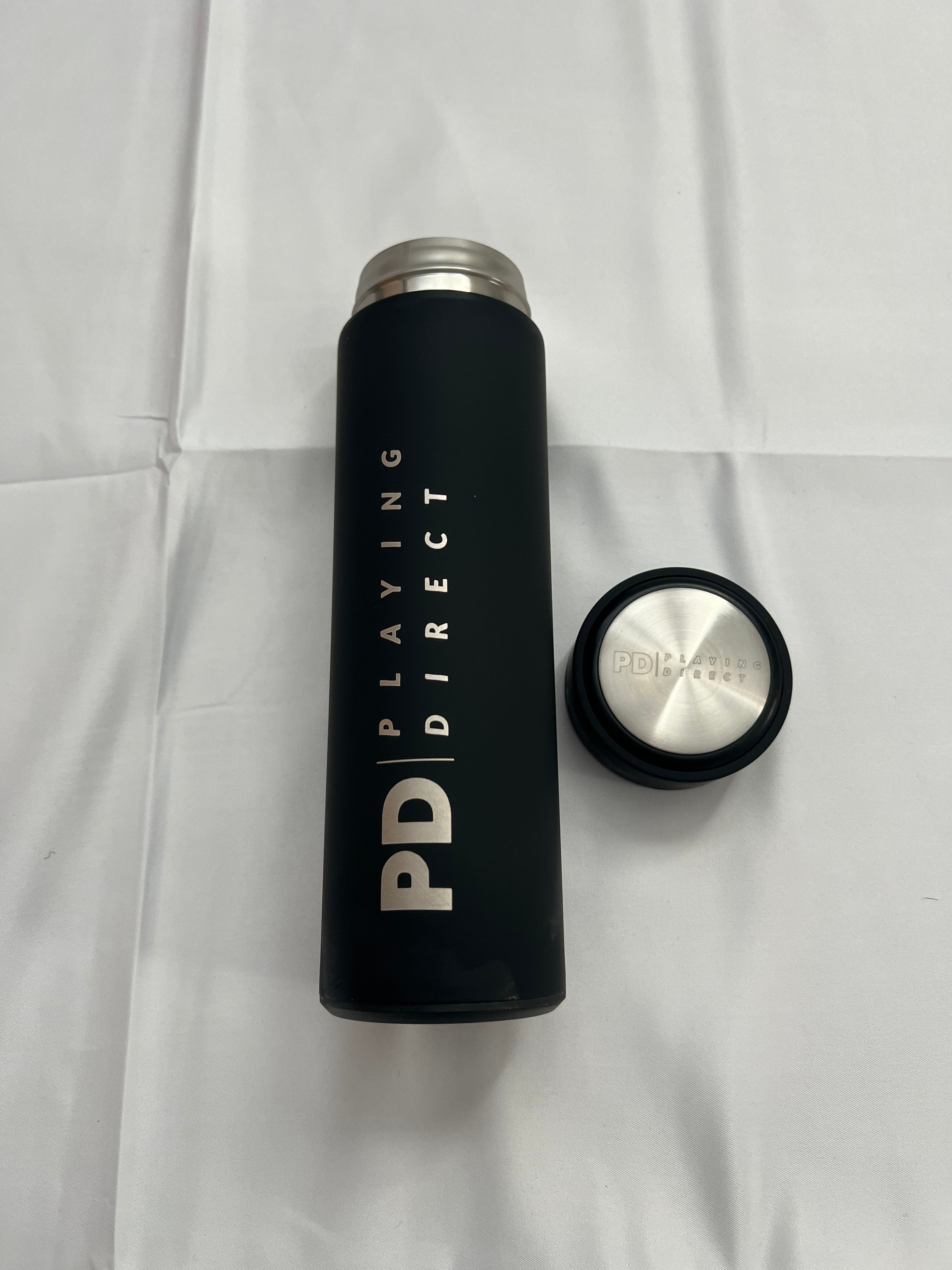 Playing Direct Stainless Steel Water Bottle with Black Rubber Coating