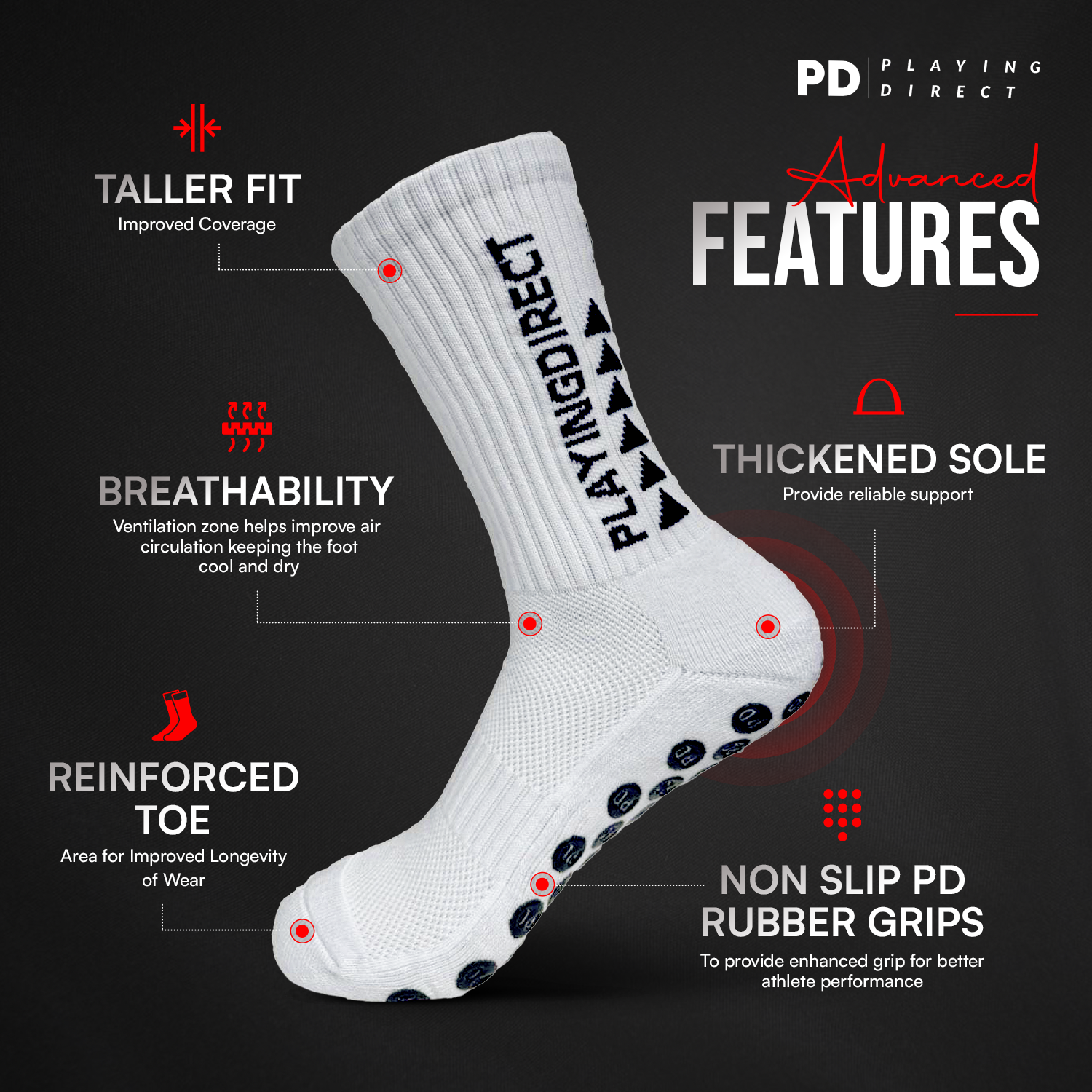 GRIP SOCKS 2.0 MIDCALF LENGTH - BLACK